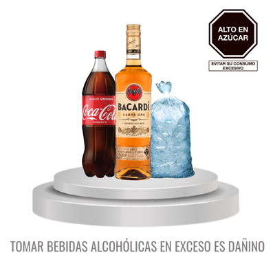 RON BACARDI ORO 750ML+COCA COLA 1LT+HIELO 1.5 K